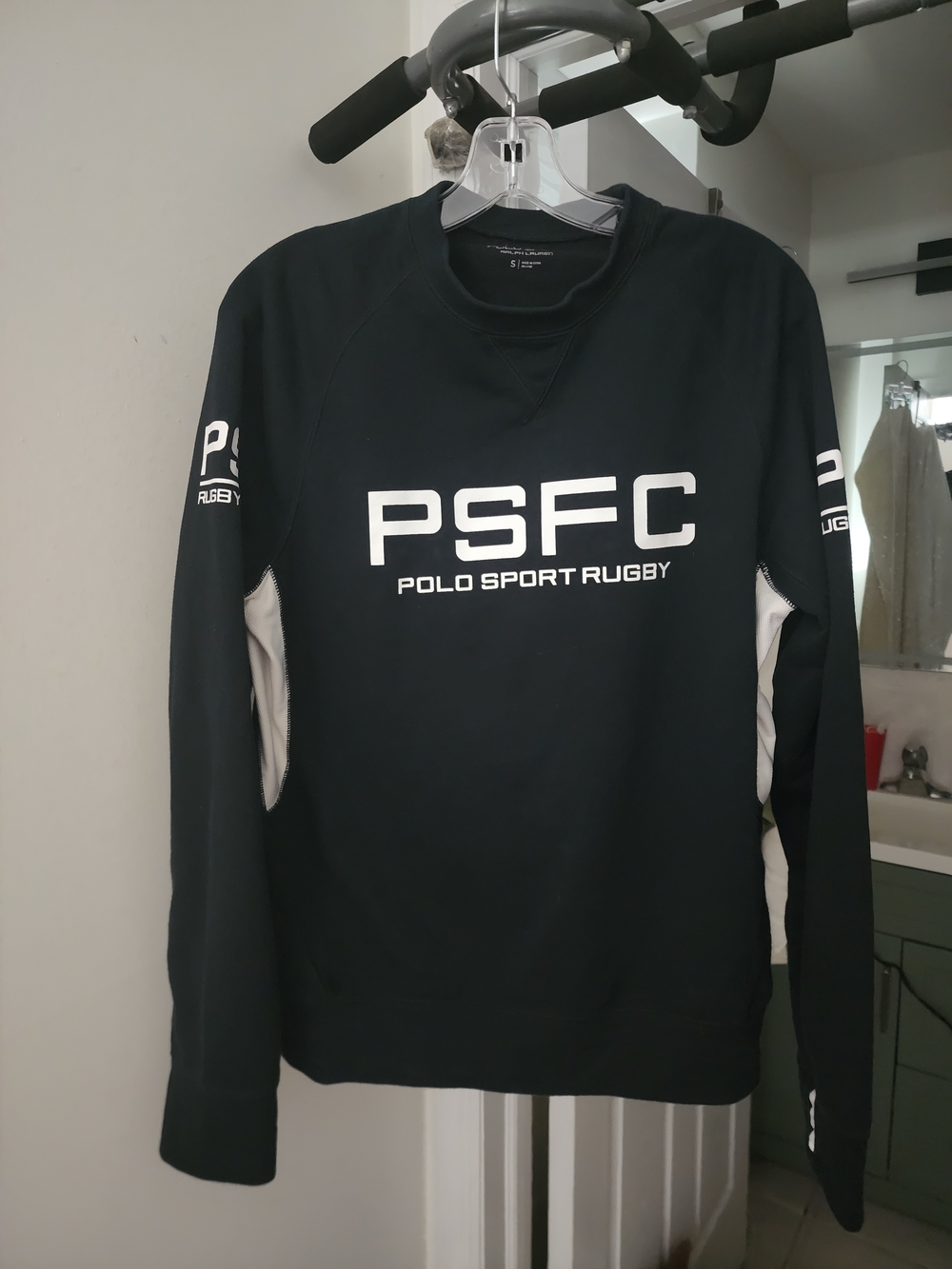 Ralph Lauren Navy Crewneck Sweater with White PSFC Logo